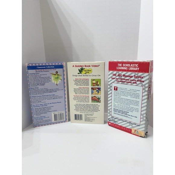 Vintage VHS lot of 3 Educational Never Talk to Stranger, Clifford, Video Library - Picture 2 of 2